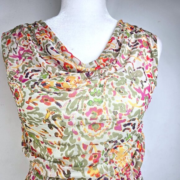 Vintage Y2K Cable and Gauge Cowl Drape Neck Green Brown Mesh Sleeveless Top - Picture 4 of 9